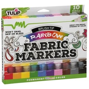 BNIB Tulip Brush Tip Fabric Markers - 10 Vibrant Colors